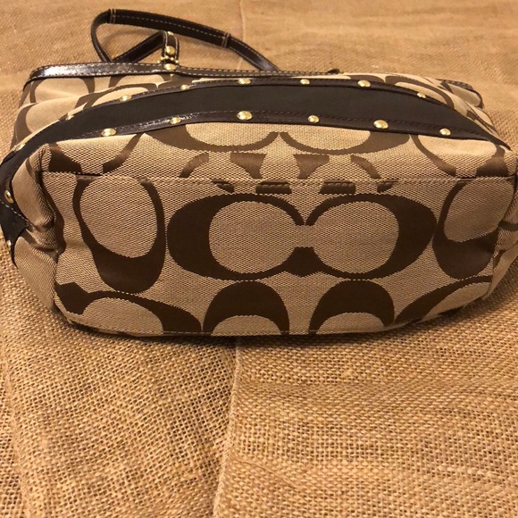 Coach Signature Stripe Studded Sateen Tote - Picture 3 of 8